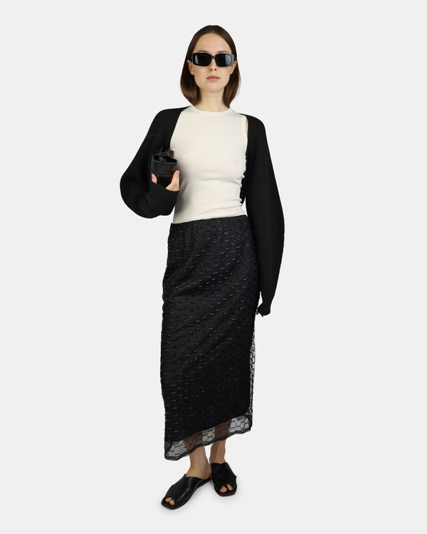 Giovanna Pearl-embellished Skirt Black