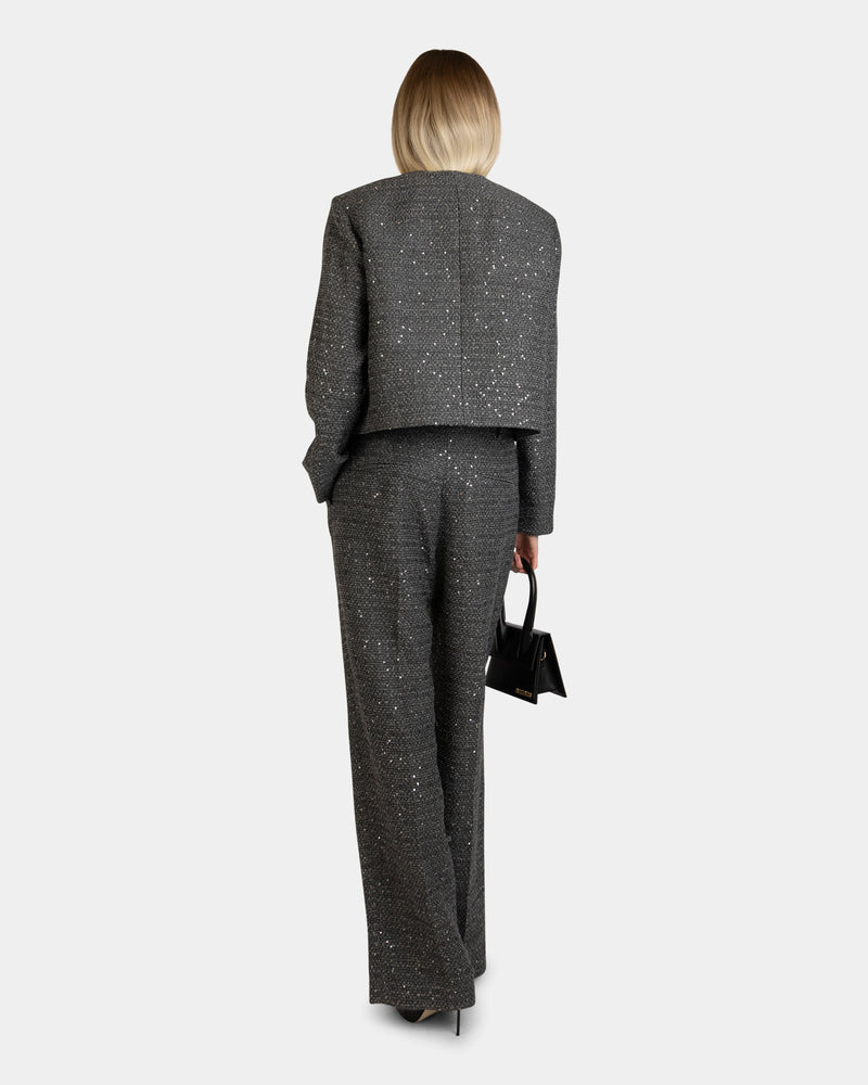 Gabrielle Sequin Tweed Pants Grey