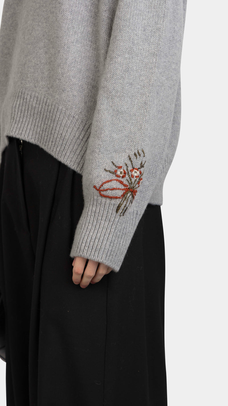 Ljusnan Embroidery Isabella Sweater Felt Grey