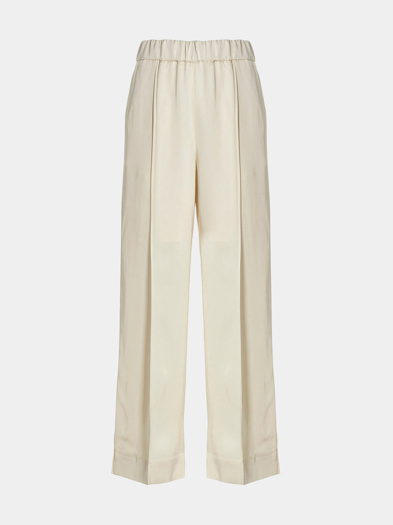 Fluid Viscose Trousers White