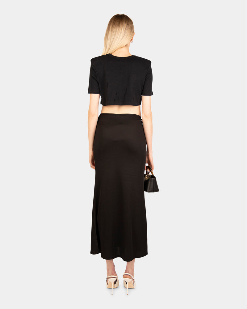 Ruched Distort Quartz Skirt Black