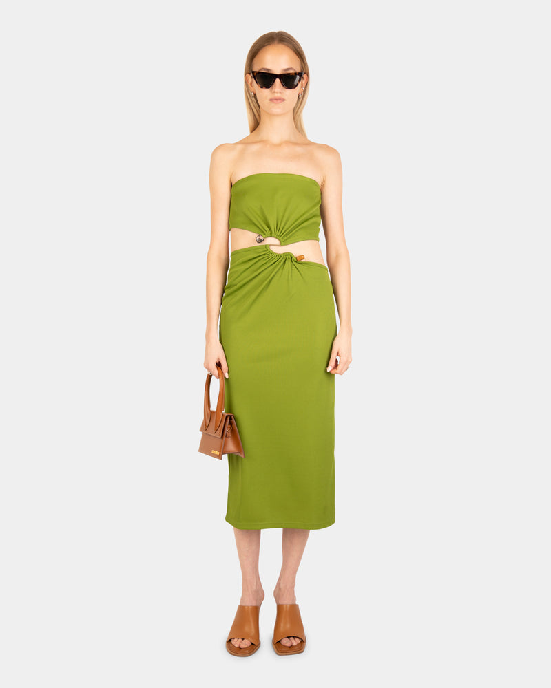 Distort Strapless Dress Green