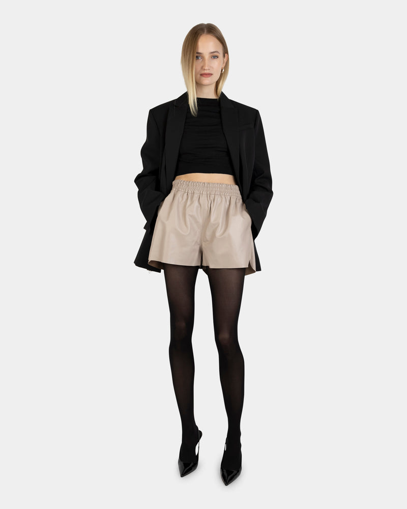 Lorna Leather Shorts Beige