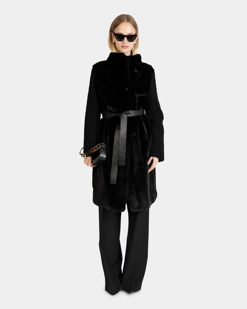 Coat 103cm Lacon Lamb/Mink Black