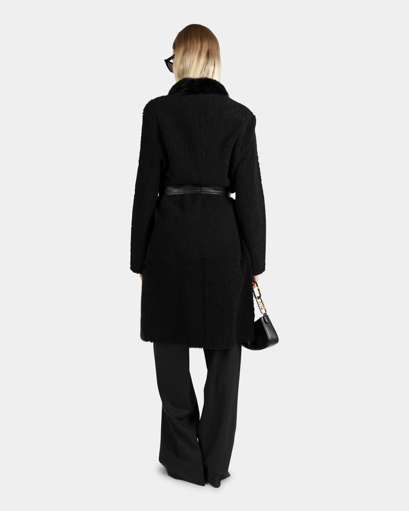 Coat 103cm Lacon Lamb/Mink Black