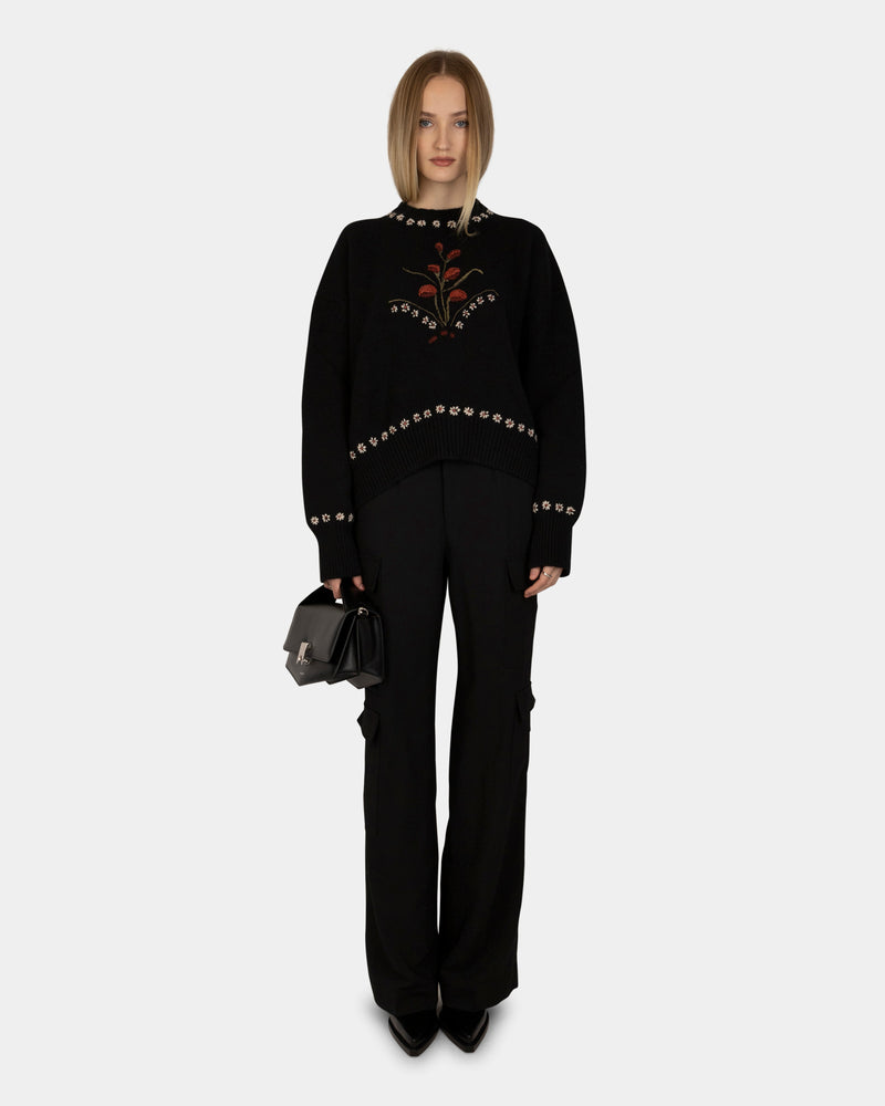 Nor Embroidery Isabella Sweater Black