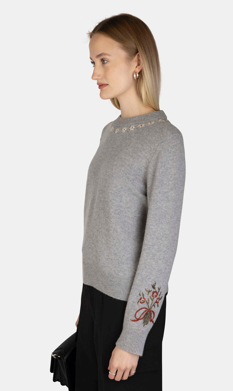 Ljusnan Embroidery Zoe Sweater Felt Grey