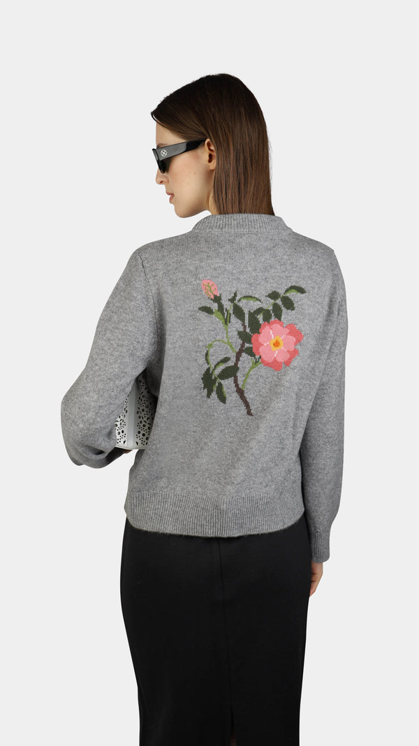 Pink Flower Cashmere Sweater
