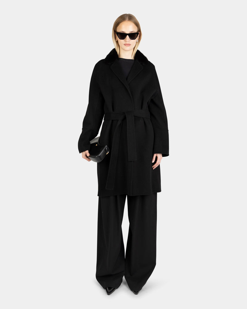 Coat 97cm Cashmere/Mink Black