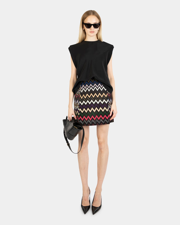 Knitted Zig-zag Mini Skirt Multicolor