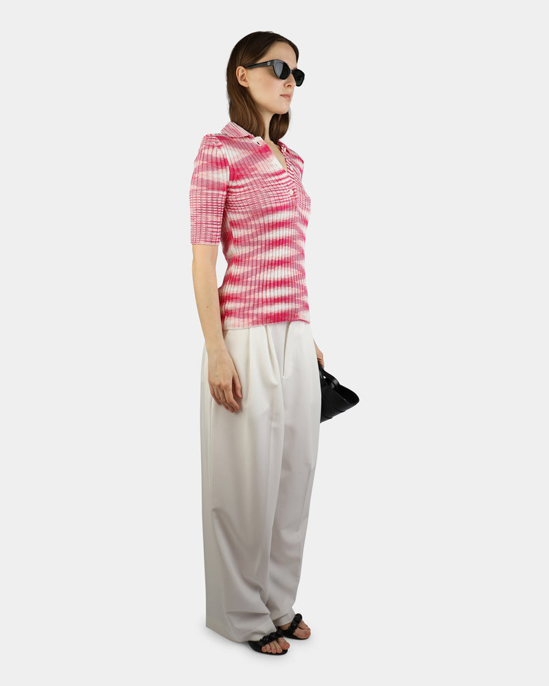 Striped Short Sleeved Knitted Polo Shirt