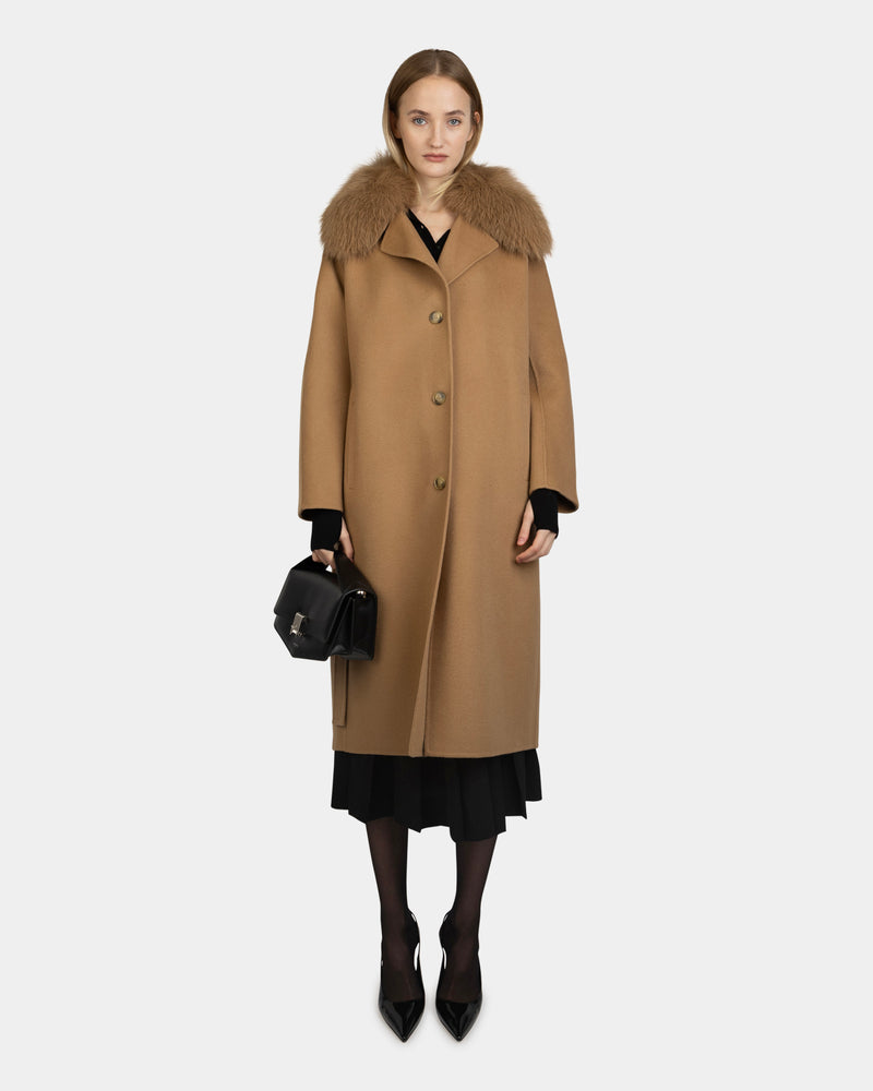 Coat 117cm Blended Cashmere Tahini