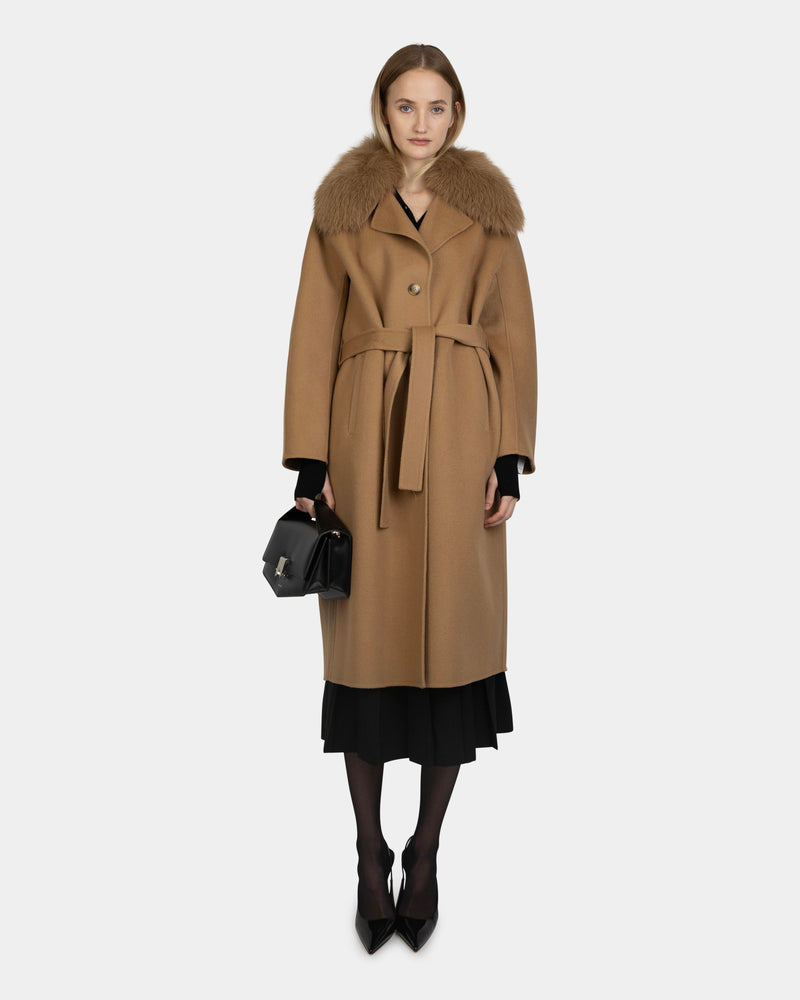 Coat 117cm Blended Cashmere Tahini