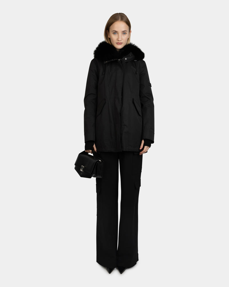 PARKA 72CM COTTON/RABBIT/FOX BLACK