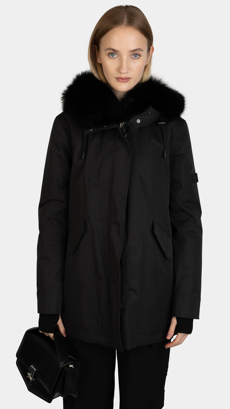 PARKA 72CM COTTON/RABBIT/FOX BLACK