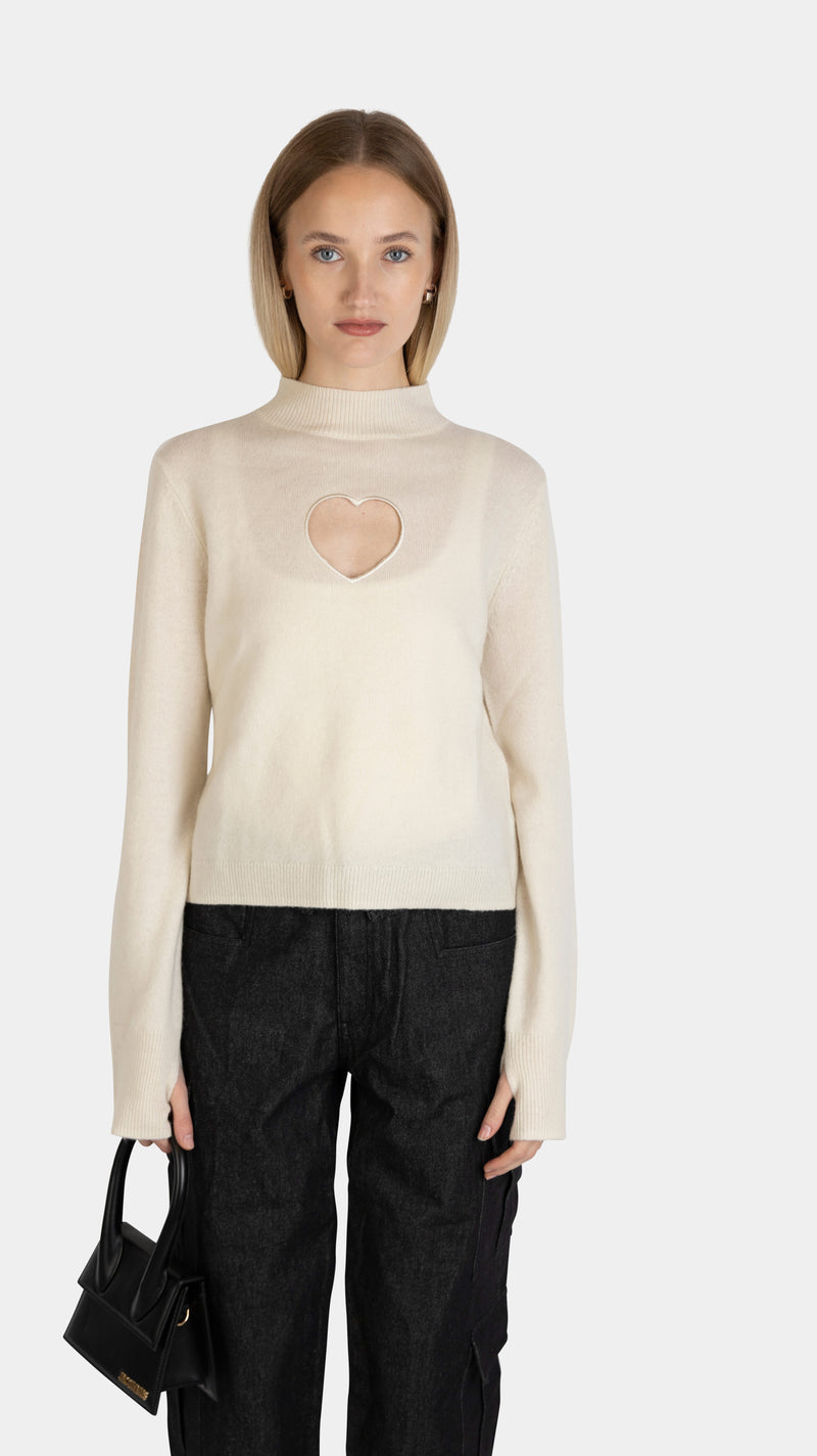 Merino Heart Top White