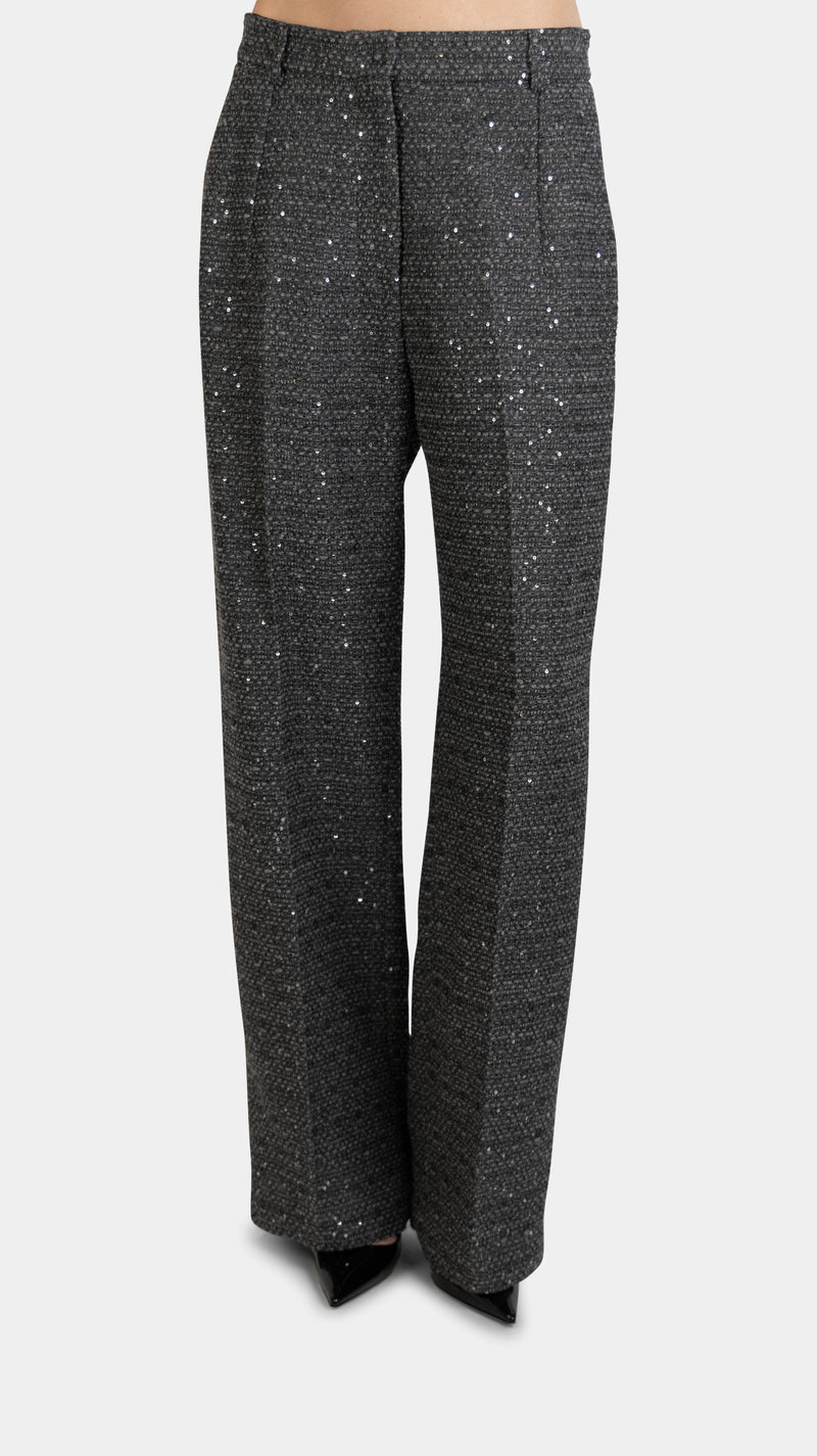 Gabrielle Sequin Tweed Pants Grey