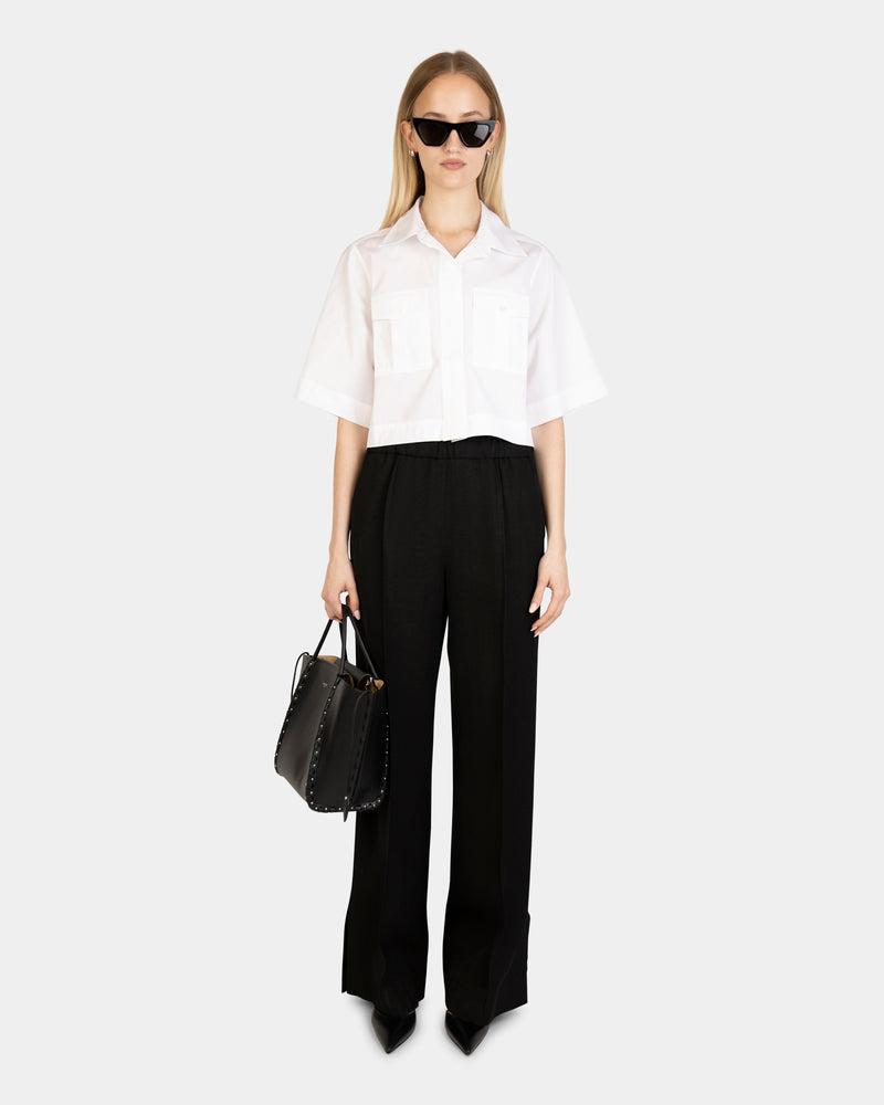 Fluid Silk and Viscose Trousers Black