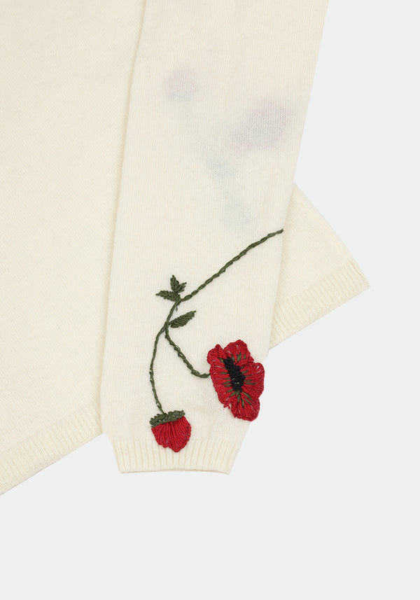 Wild Poppy Cardigan Sleeve Detail White