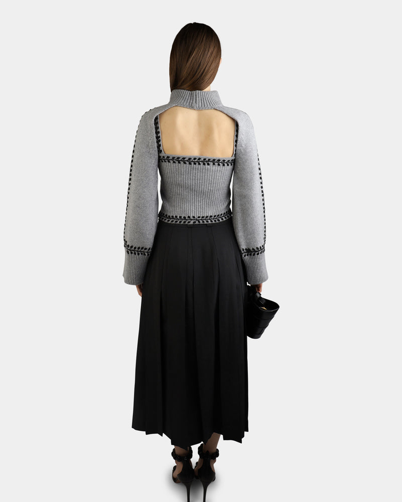 Cyra Embroidery Sleeves Grey and Black