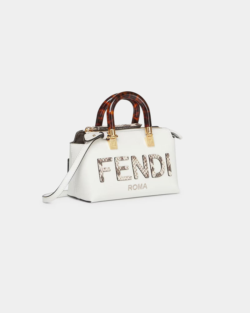 FENDI By The Way Medium Roma Leather Python Printed Elaphe Boston Bag