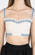 Cyra Embroidery Cropped Top White and Blue