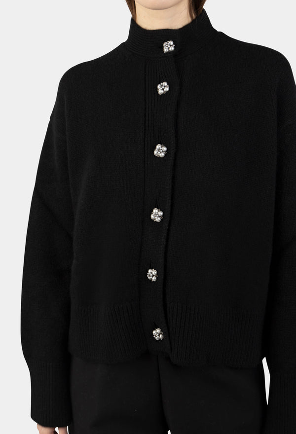 Daphne Cardigan Black Pearls Buttons