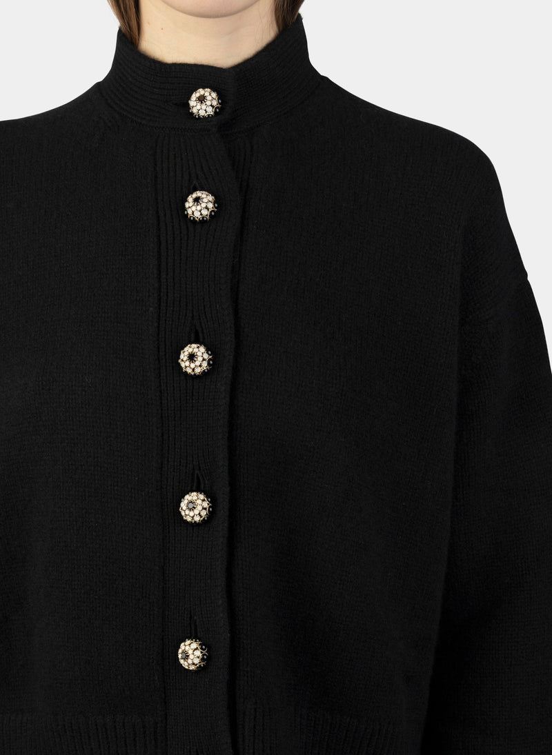 Daphne Cardigan Black Embellished Buttons