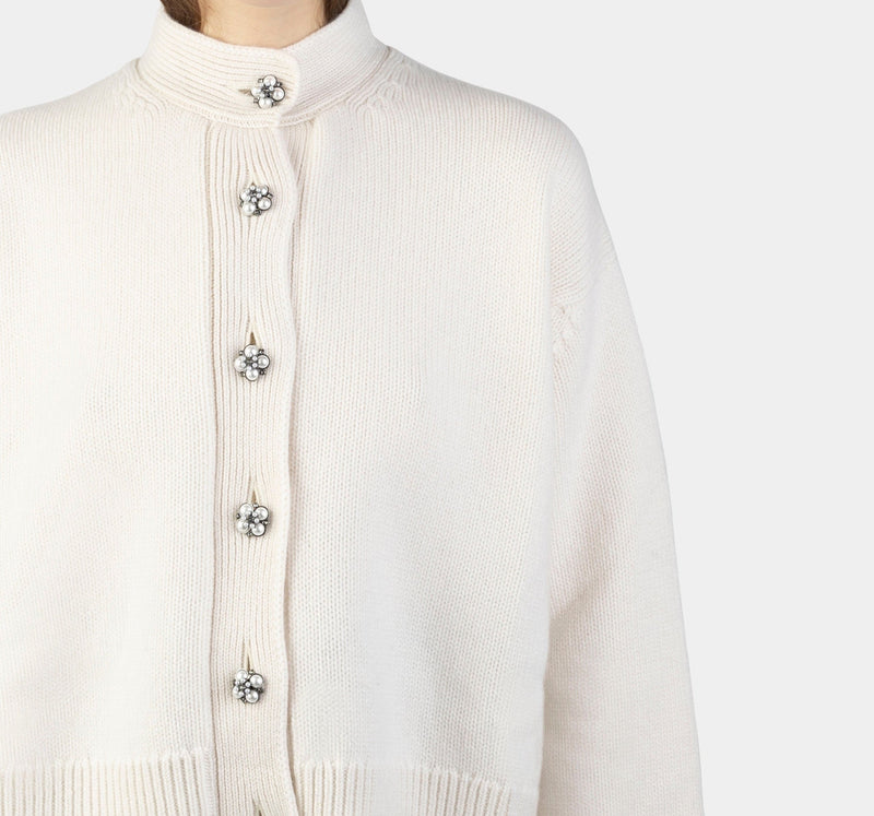 Daphne Cardigan White Pearl Buttons