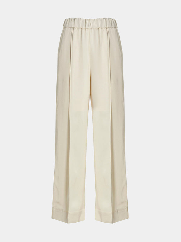 Fluid Viscose Trousers White