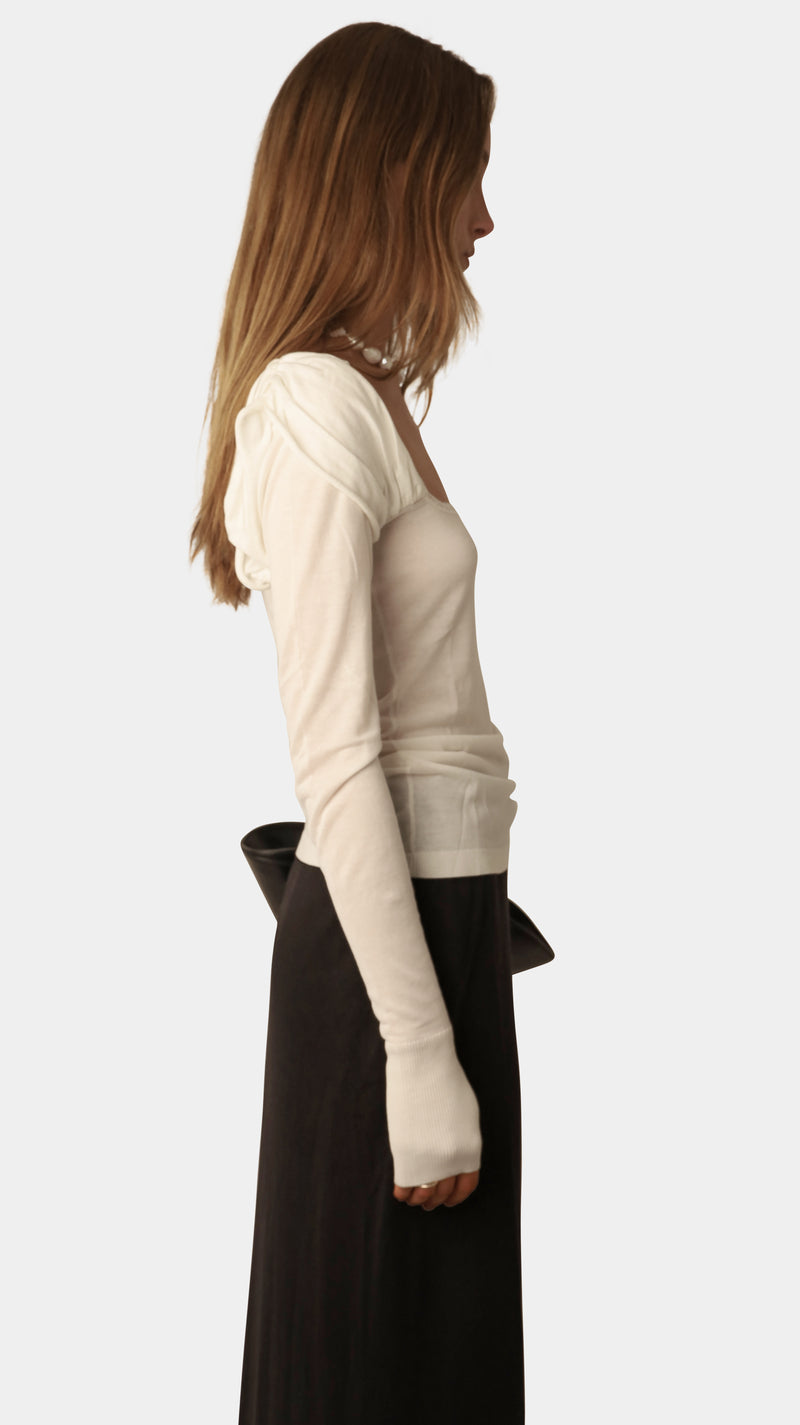 Baroque Long Sleeve Top White