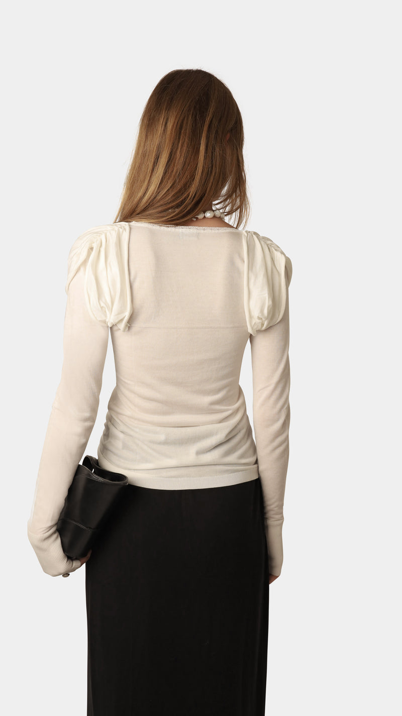 Baroque Long Sleeve Top White