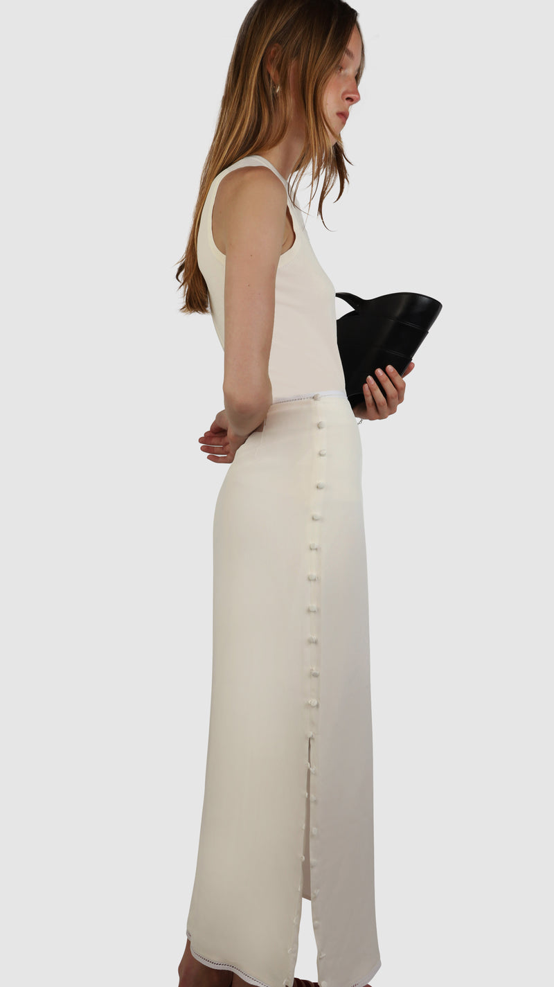 Joan Silk Skirt White