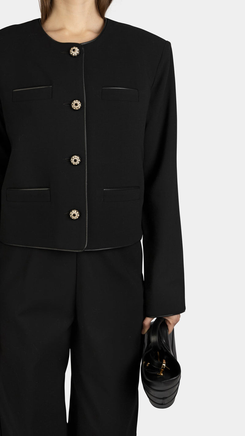 Gaia Jacket Black Embellished Buttons