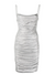 Metallic Drape Mini Dress Silver