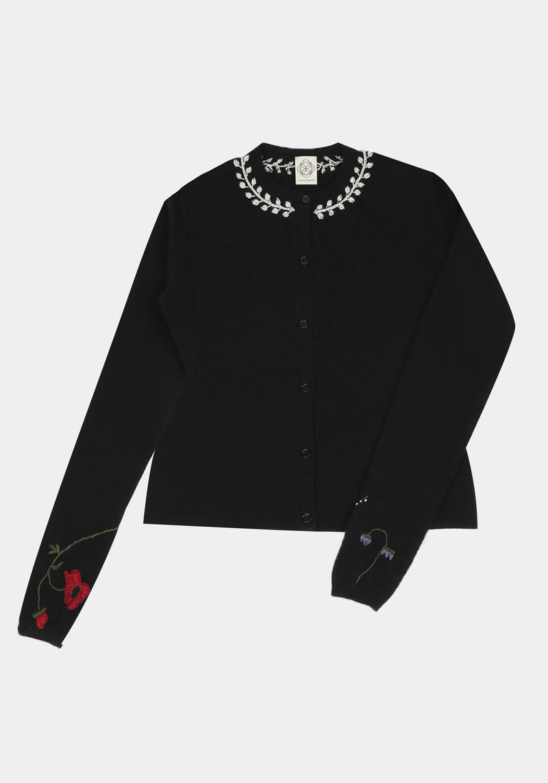 Wild Poppy Cardigan Sleeve Detail Black