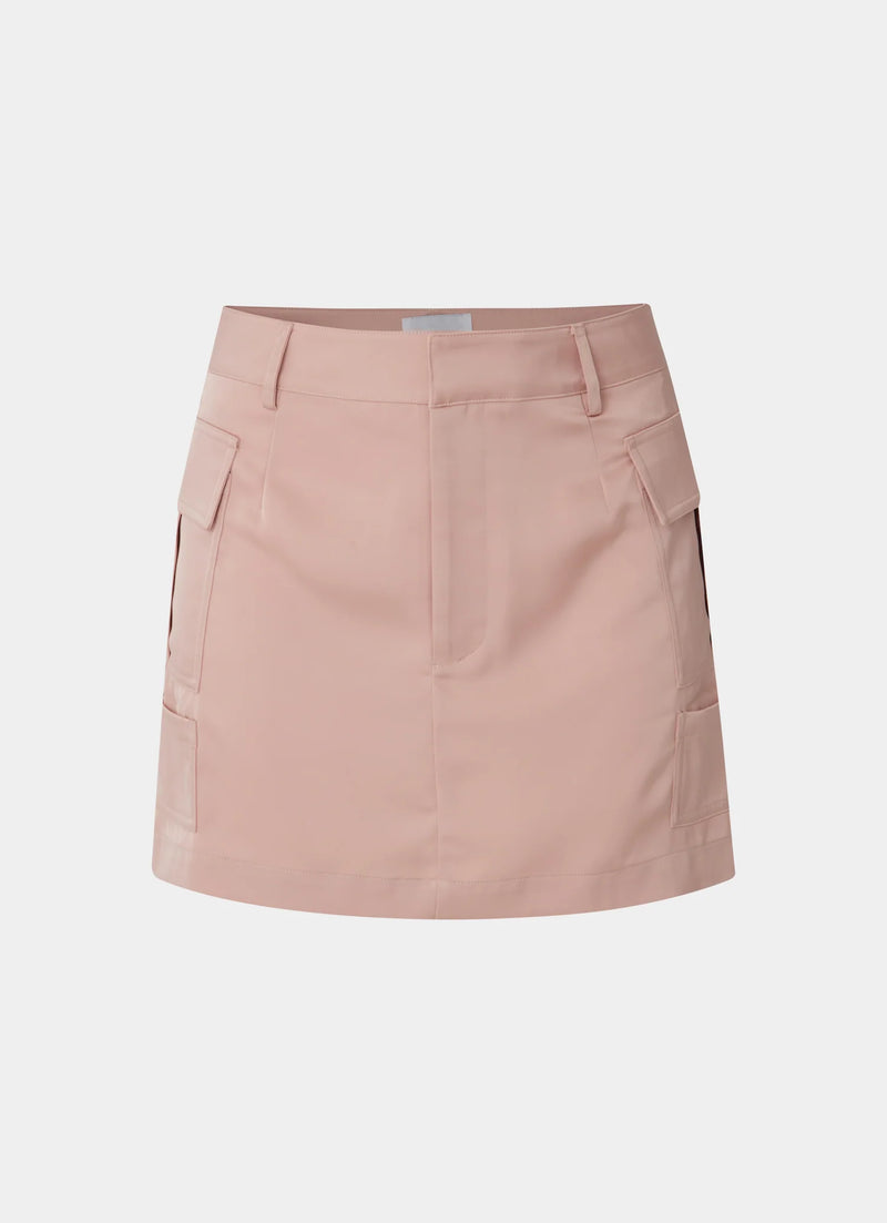 Satin Cargo Skirt Pink