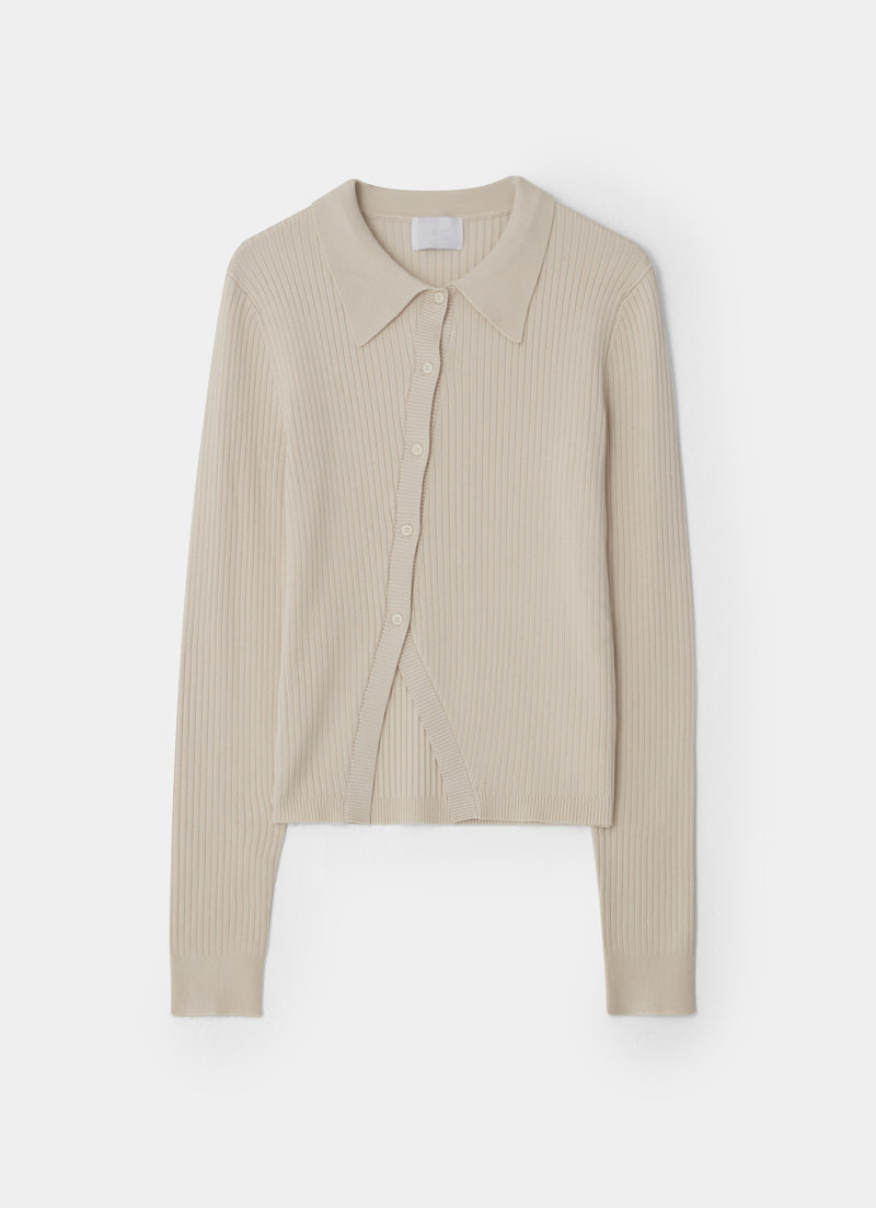 Chloé Space Dye Diagonal Cardigan Beige