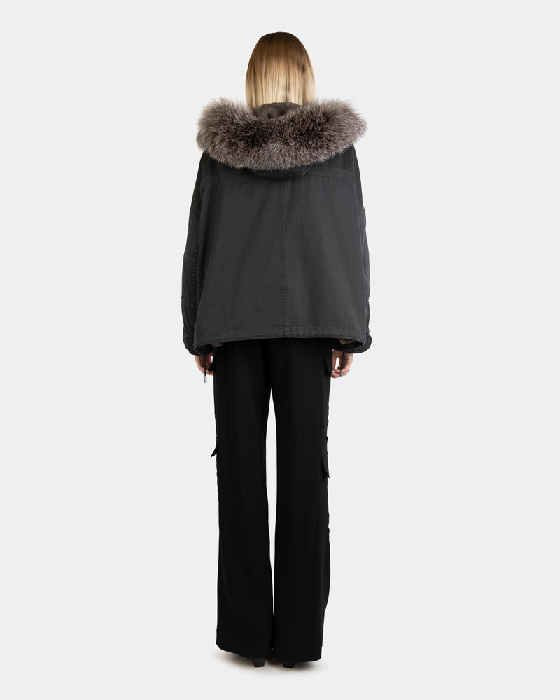 Jacket 64cm Cotton Rabbit Fox Black