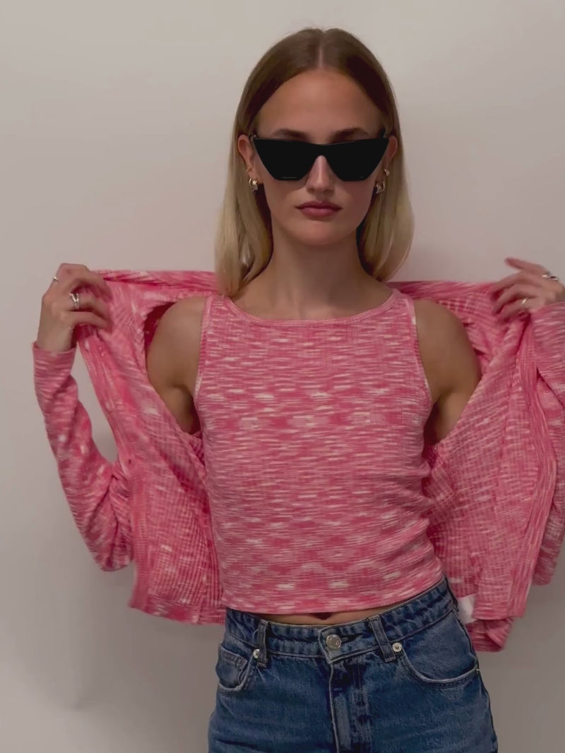 Chloé Space Dye Diagonal Cardigan Pink
