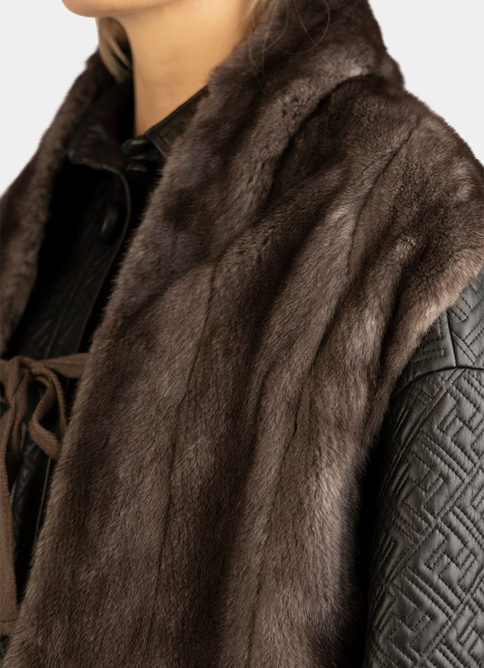 Marni Brown Fur Shawl