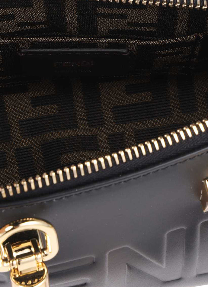 Fendi Neutral By The Way Boston FF Logo Mini Bag, Designer code:  8BS067AL9Q, Luxury Fashion Eshop