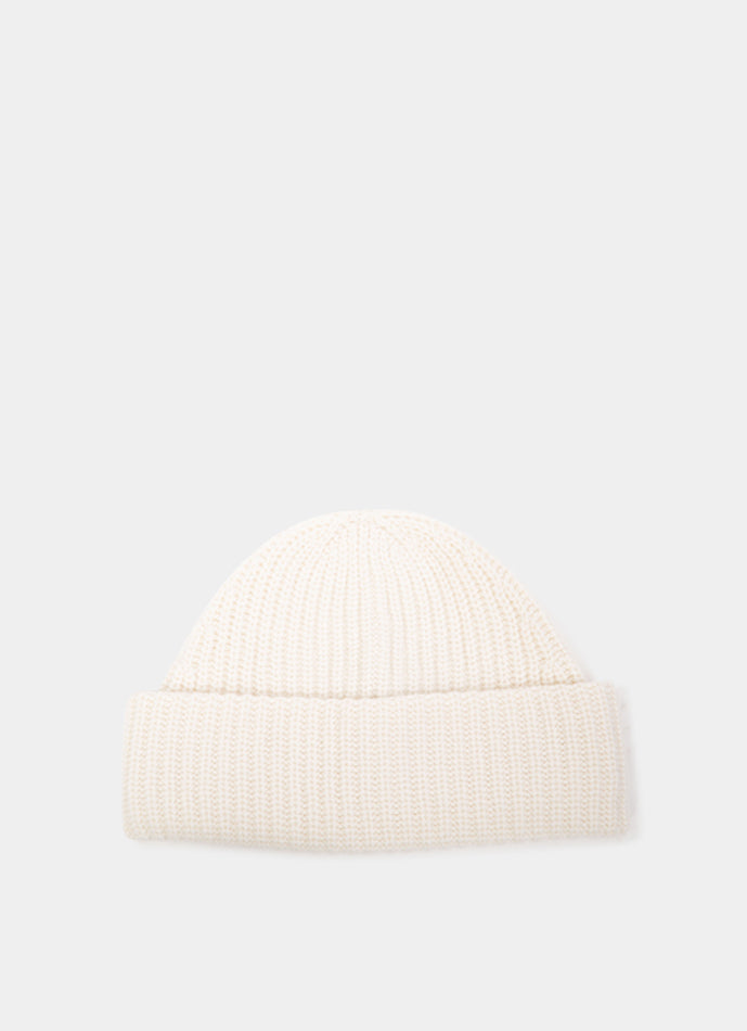 Double Fold Cashmere Beanie White